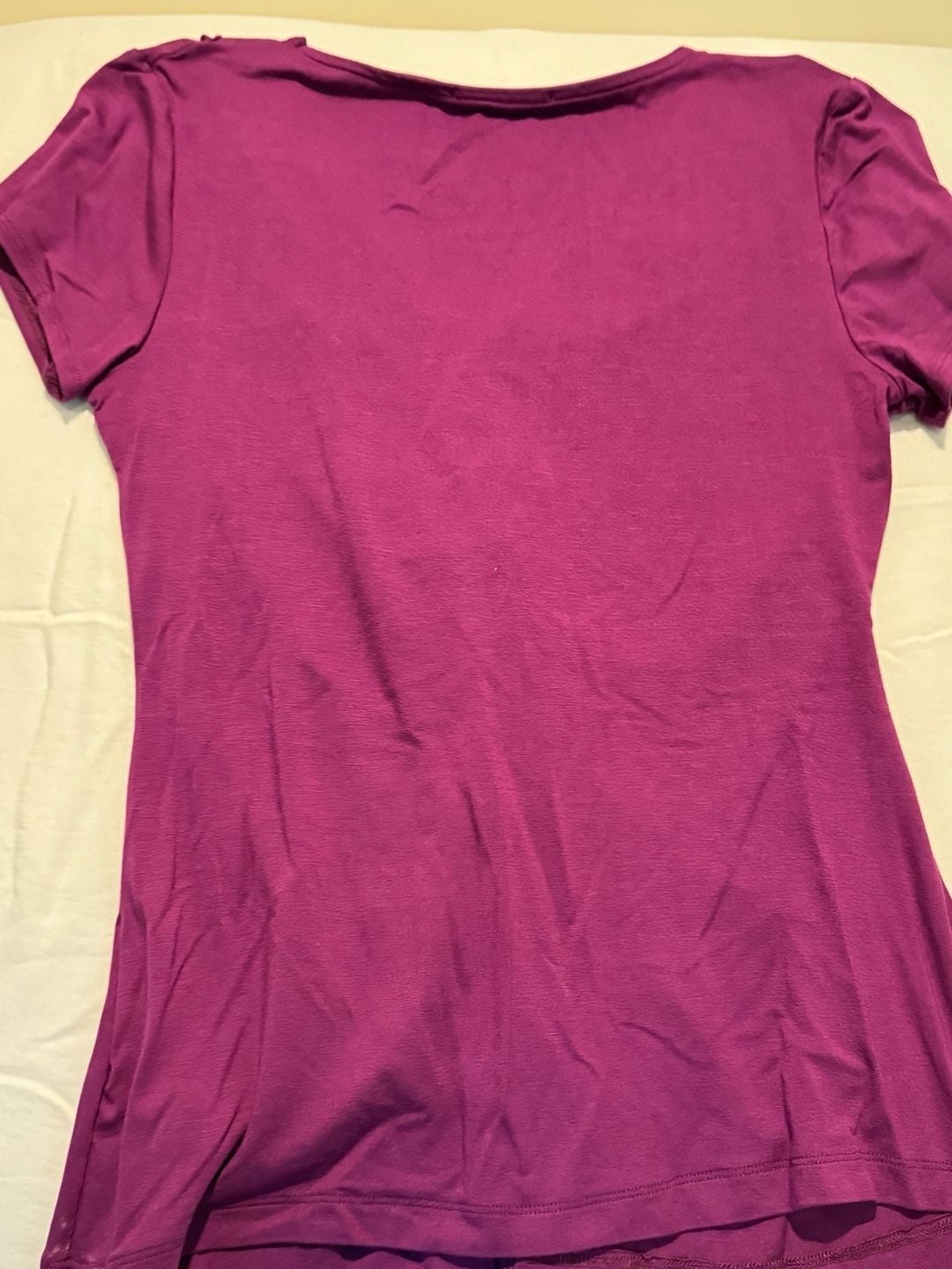 T Tahari Purple Ruffled V-Neck Short Sleeve Blouse 9