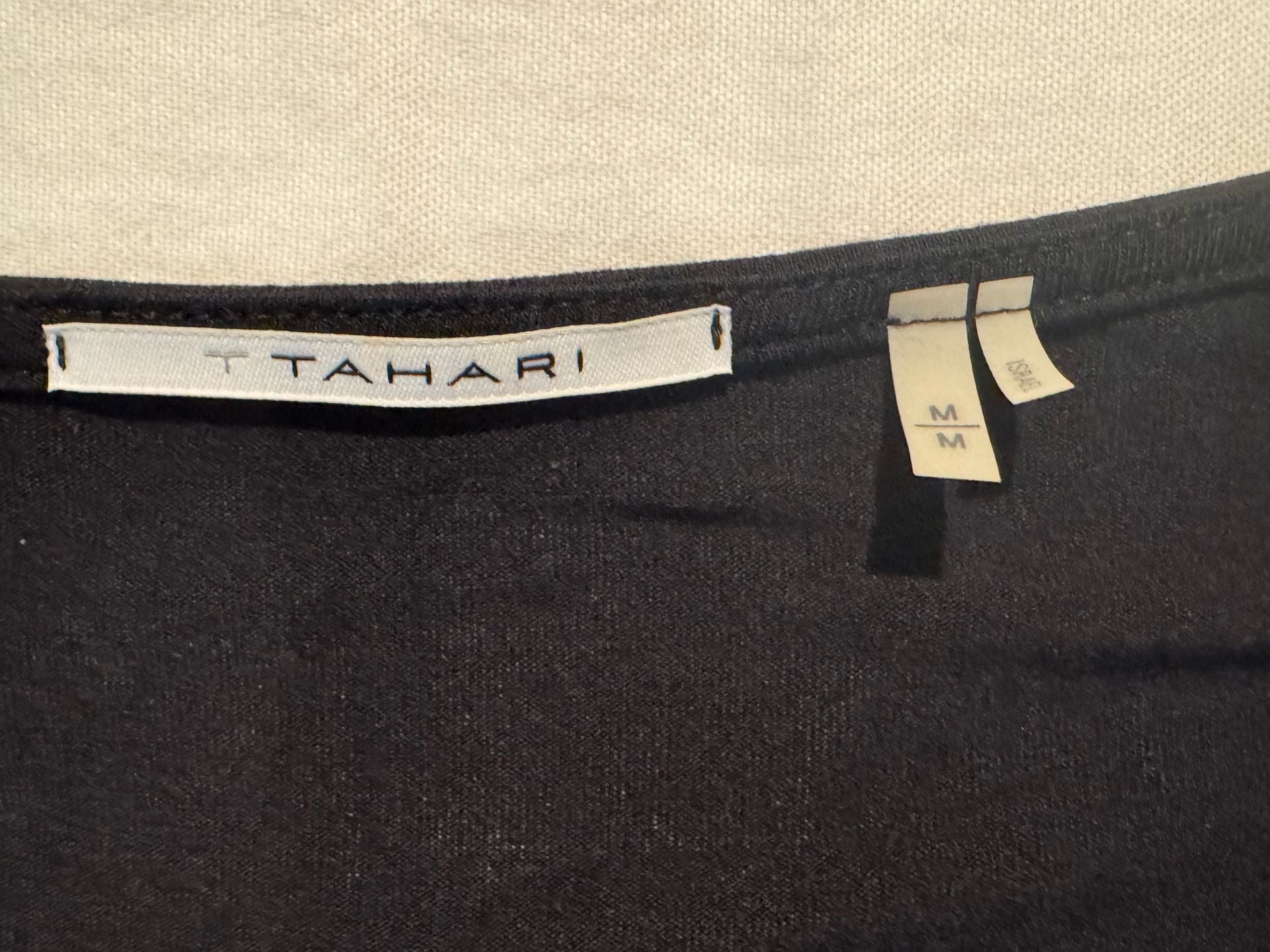 T Tahari Black Ruffle Front V-Neck Short Sleeve Blouse 4