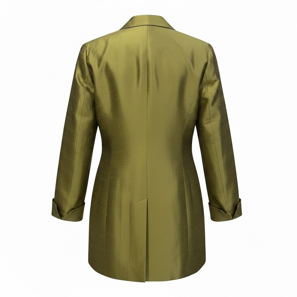 Dana Buchman Vintage Olive Green Silk Dupioni Longline Blazer Jacket 3