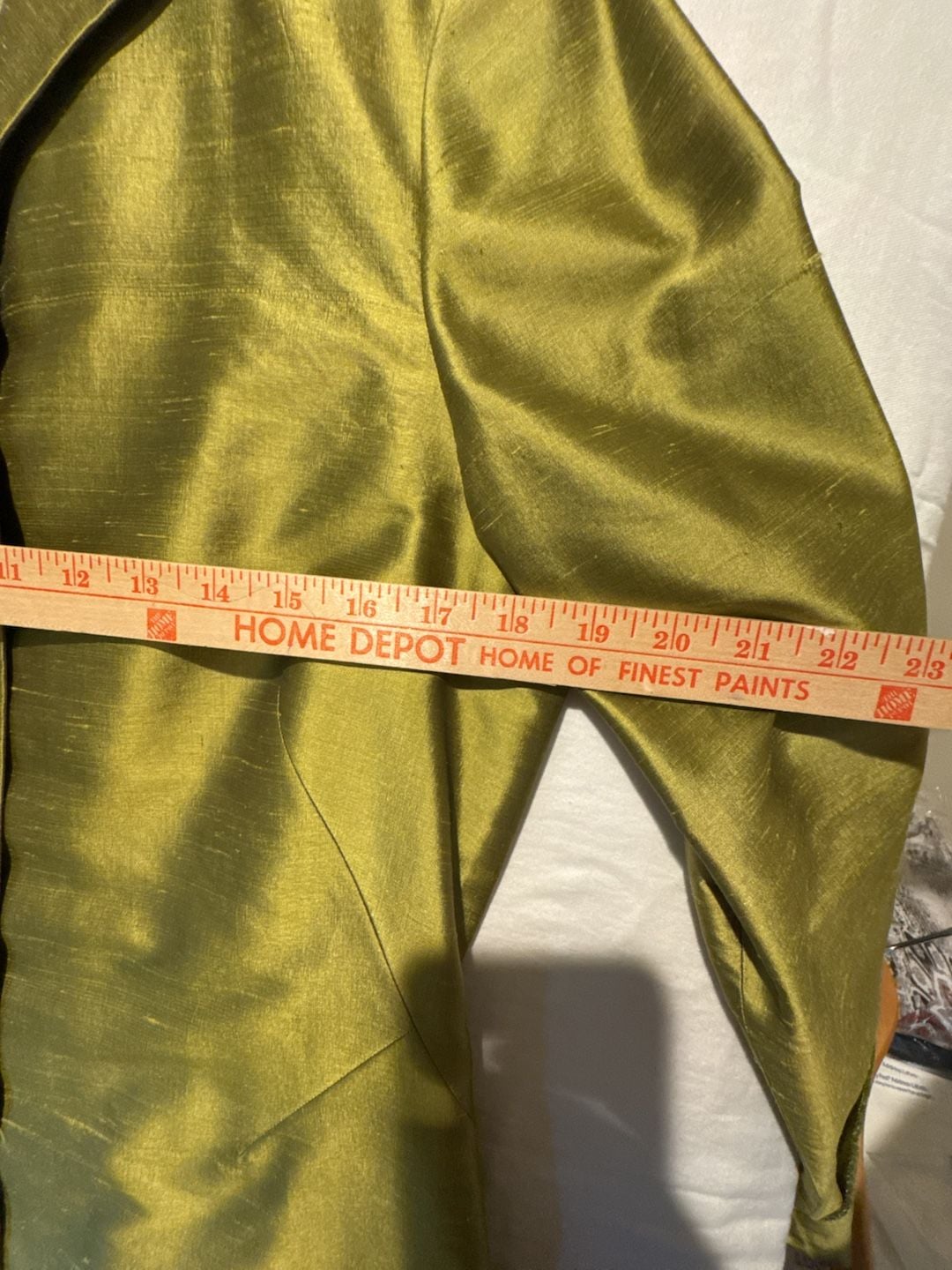 Dana Buchman Vintage Olive Green Silk Dupioni Longline Blazer Jacket 5