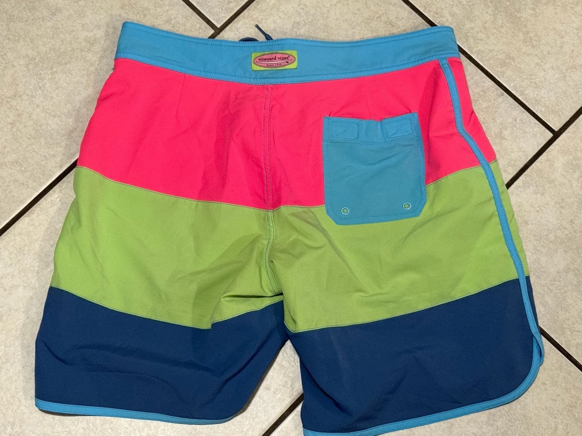 Vineyard Vines Men's Neon Colorblock Board Shorts Swim Trunks Size 32 4