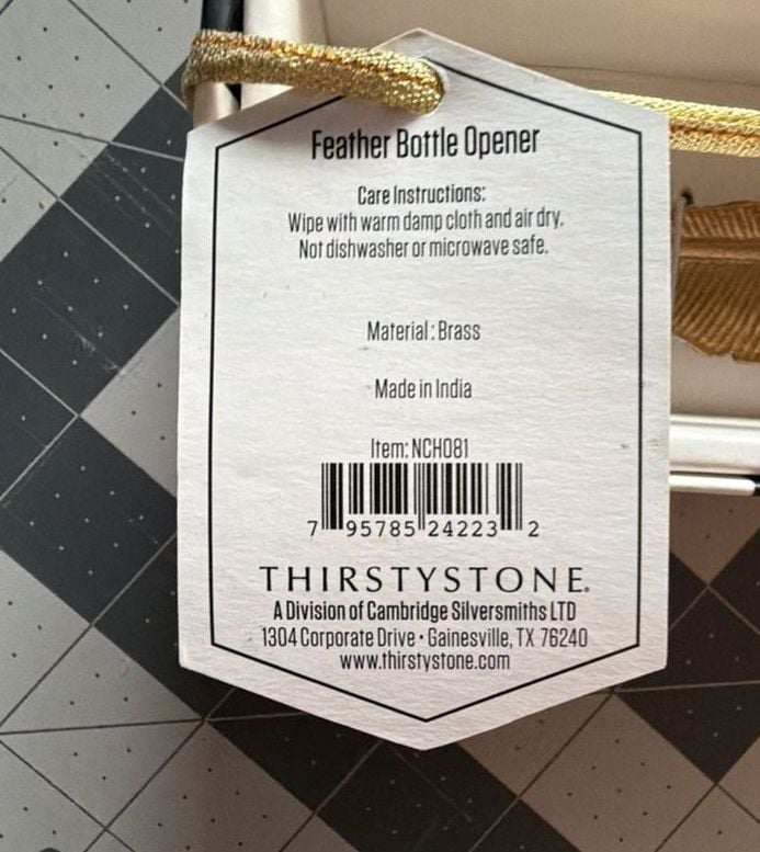 Thirstystone Old Hollywood by David Tutera Gold Brass Feather Bottle Opener 2