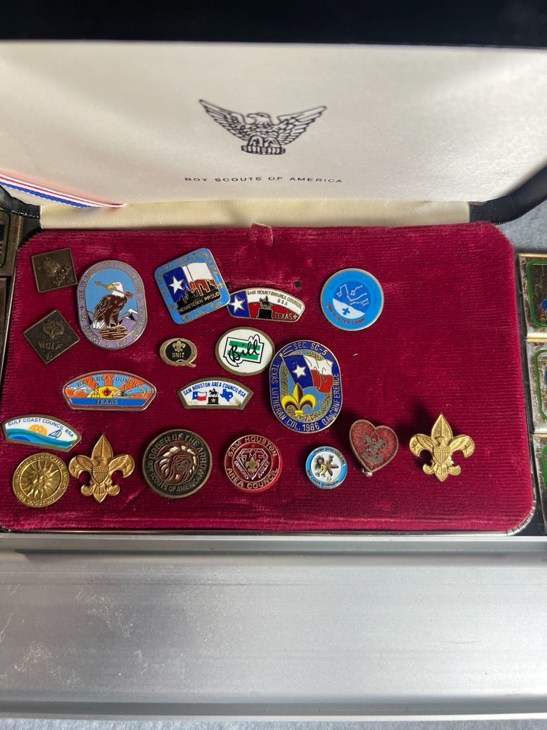 Vintage Boy Scouts of America BSA Collection: Order of the Arrow Bolo Tie, Pins, Belt Buckle, and Merit Badges 4