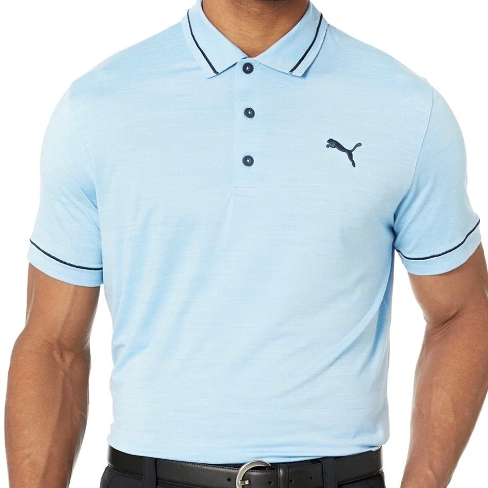Puma Mens Cloudspun Monarch Golf Polo Shirt Blue Heather Short Sleeve XL 599117 2