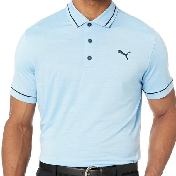 Puma Mens Cloudspun Monarch Golf Polo Shirt Blue Heather Short Sleeve XL 599117