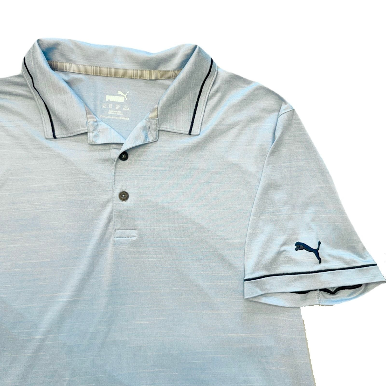 Puma Mens Cloudspun Monarch Golf Polo Shirt Blue Heather Short Sleeve XL 599117 3