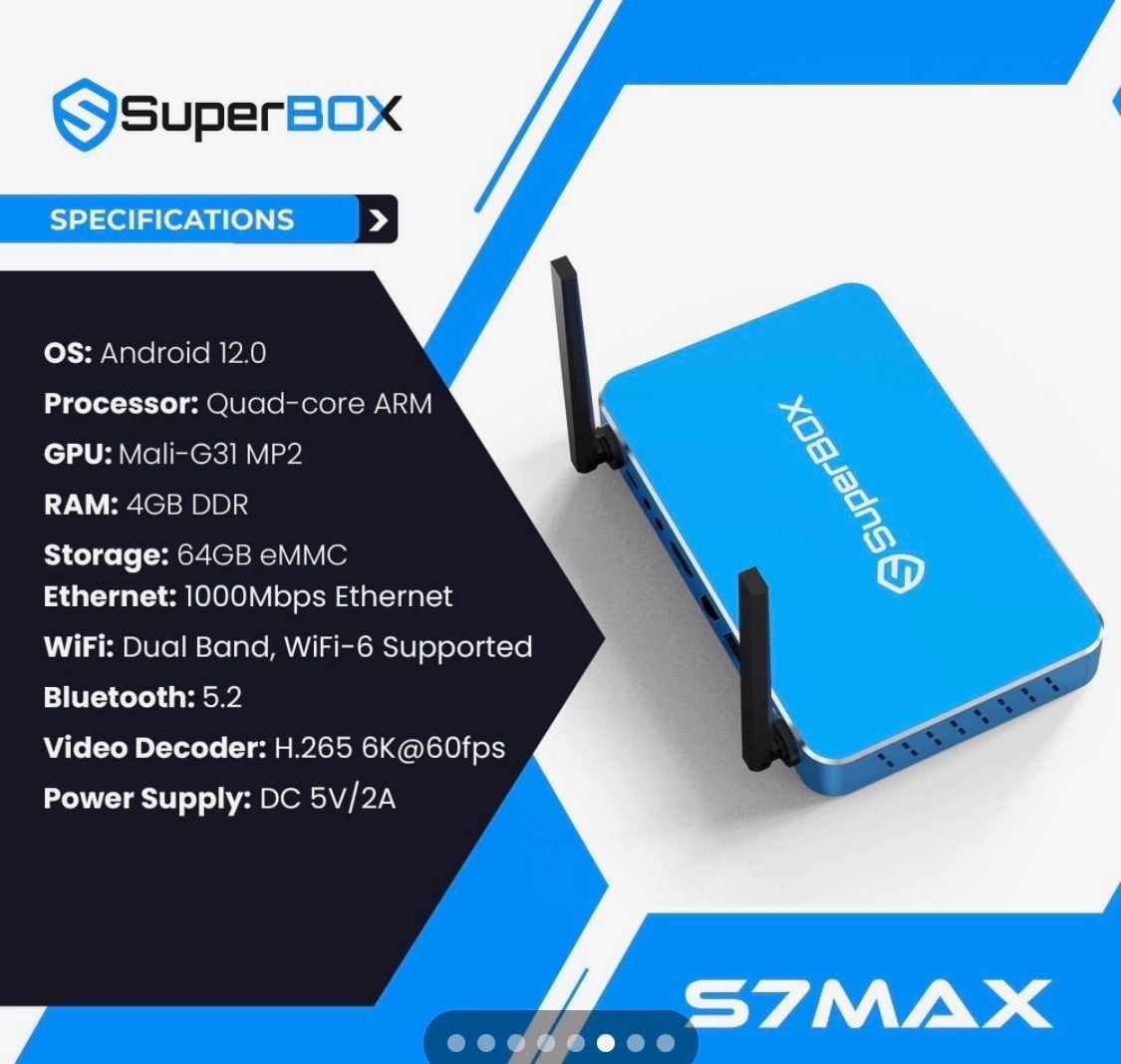 SuperBOX S7 MAX Android 12.0 Smart Media Player 6K WiFi 6 3