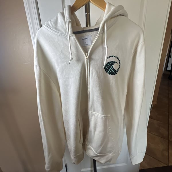 Old Navy Off-White Surfing Graphic Full-Zip Hoodie