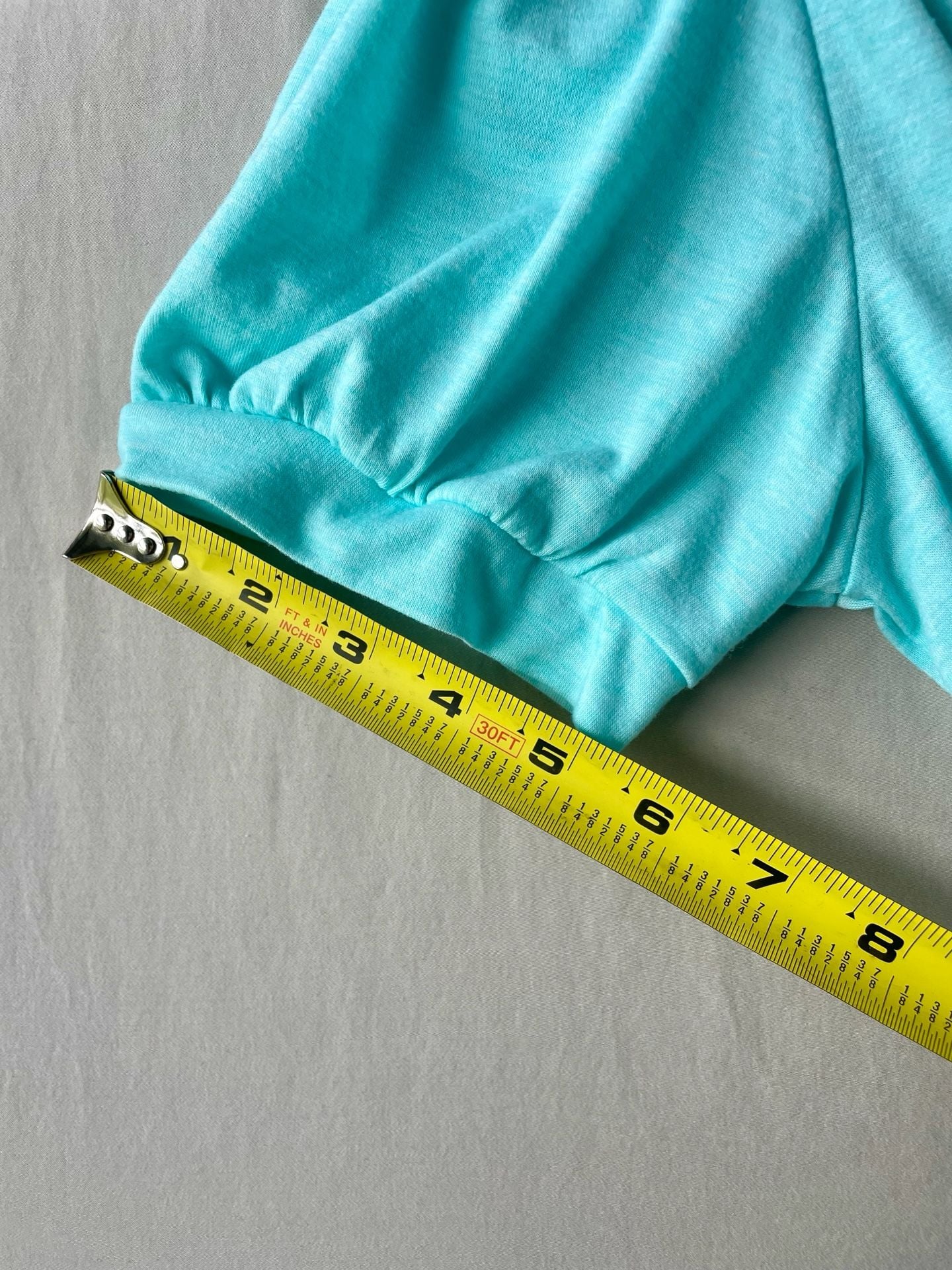 Bright Aqua Blue V-Neck Puff Sleeve Knit Top 15