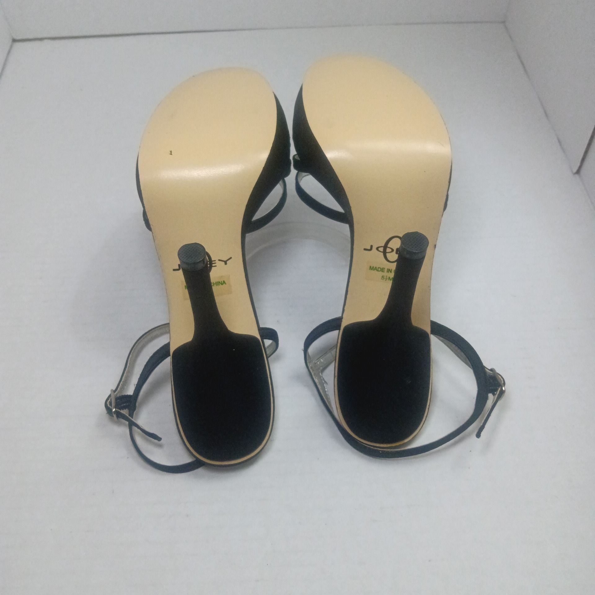 Joey O Black Satin Strappy Ankle Strap Heels 7