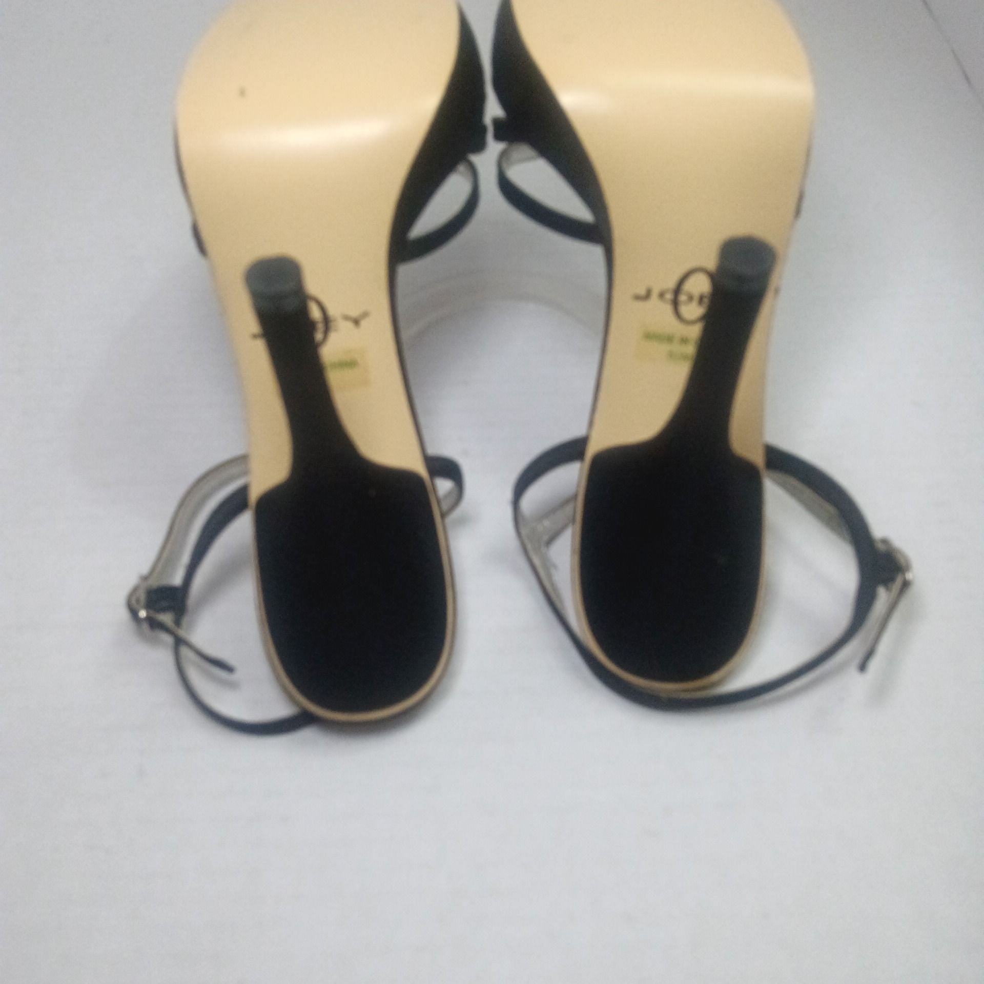 Joey O Black Satin Strappy Ankle Strap Heels 10