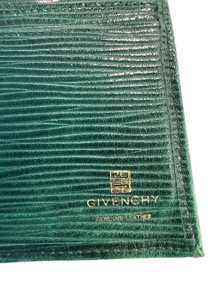 Givenchy Vintage Green Ribbed Lizard-Embossed Leather Kiss Lock Continental 3