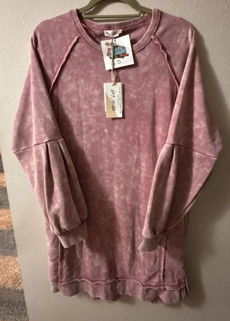 Neu in Mineral Washed Raglan Sleeve Sweatshirt Mini Dress 2