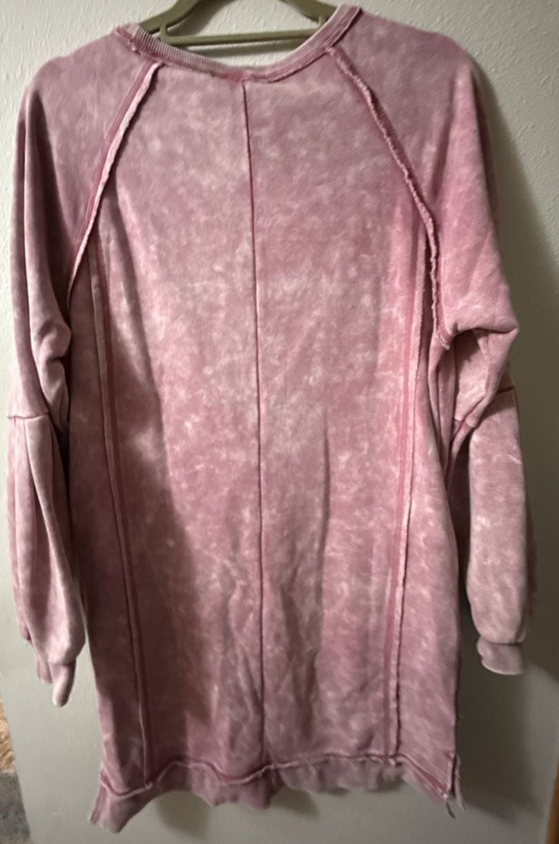 Neu in Mineral Washed Raglan Sleeve Sweatshirt Mini Dress 4