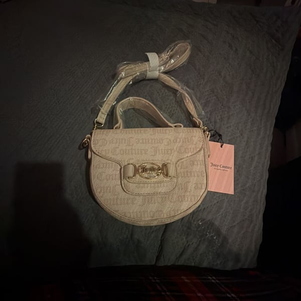 Juicy Couture Lighthearted Flap Small Crossbody Bag in Beige Monogram