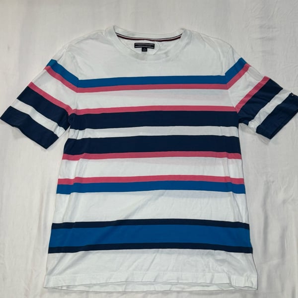 Tommy Hilfiger Multi-Color Horizontal Striped Crewneck T-Shirt