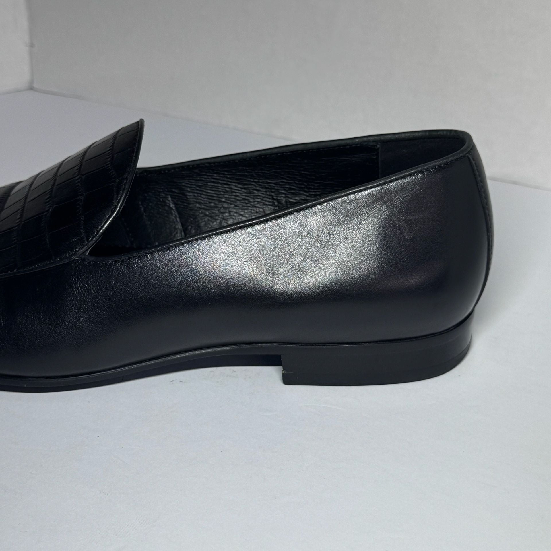 GIFENNSE Handmade Black Leather Croc-Embossed Loafers Size 13 11