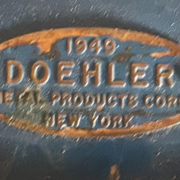 Vintage 1949 Doehler Metal Products Blue Industrial Storage Chest with Tray