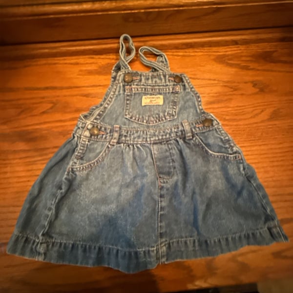 Vintage OshKosh B'gosh Vestbak Denim Jumper Overall Dress 24 Months