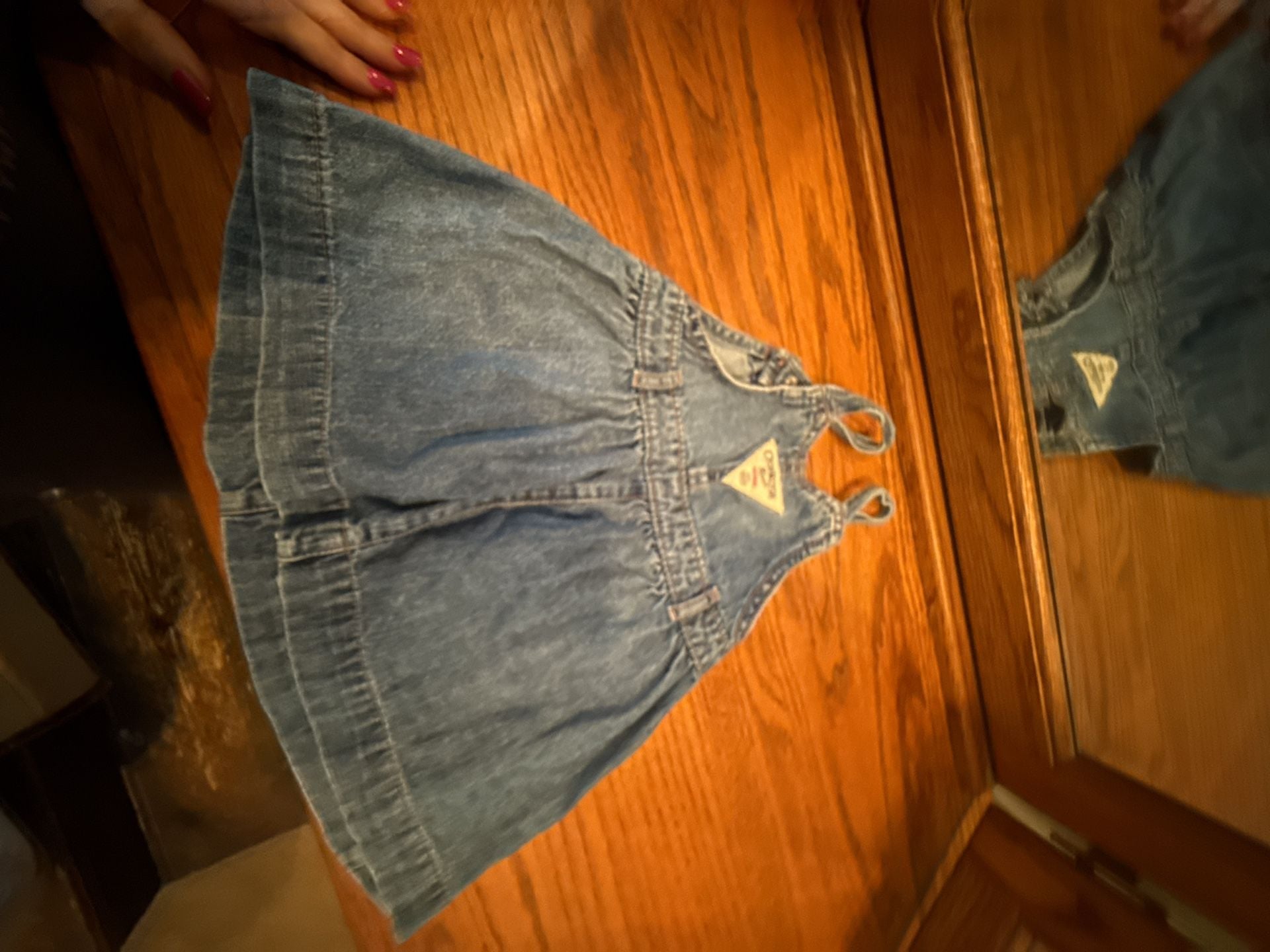 Vintage OshKosh B'gosh Vestbak Denim Jumper Overall Dress 24 Months 8