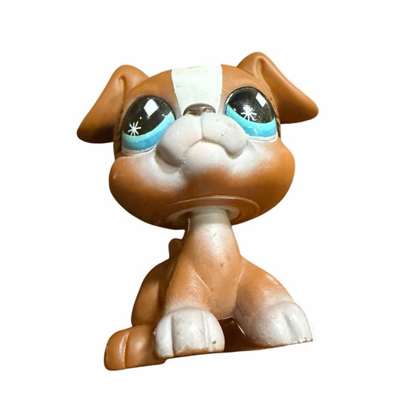 Littlest Pet Shop #83 Brown and White Boxer Dog Sparkle Eyes