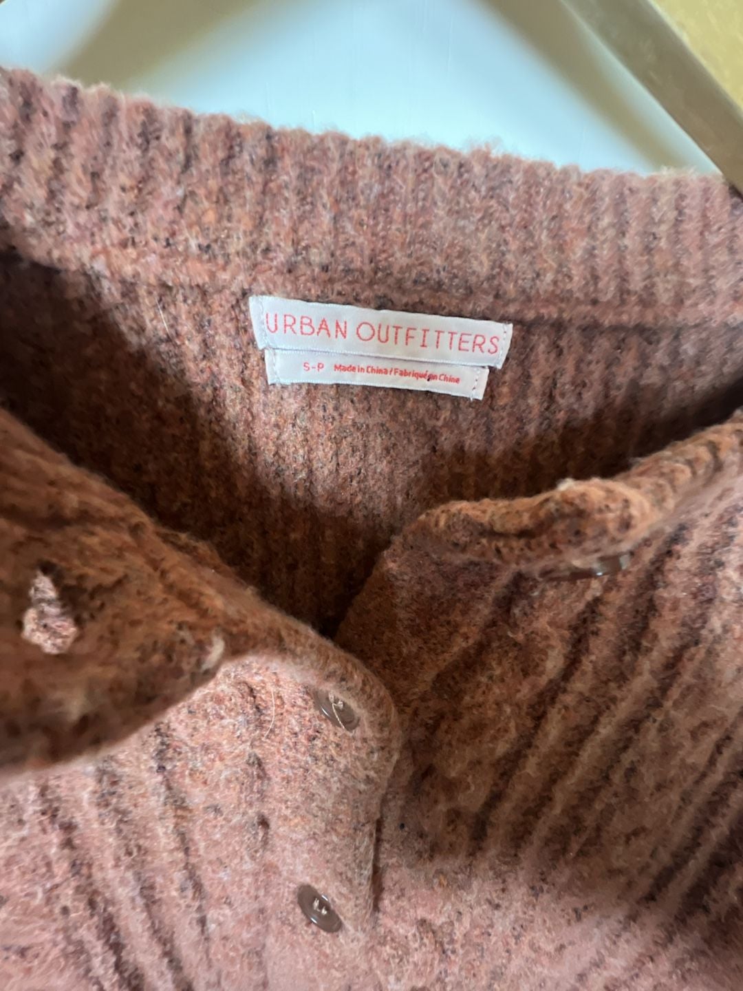 Urban Outfitters Cropped Cable Knit Fuzzy Cardigan in Terracotta 3