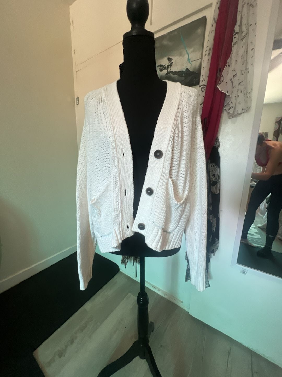 Brochu Walker The Cropped Cardigan in Salt White Cotton Linen Blend 2