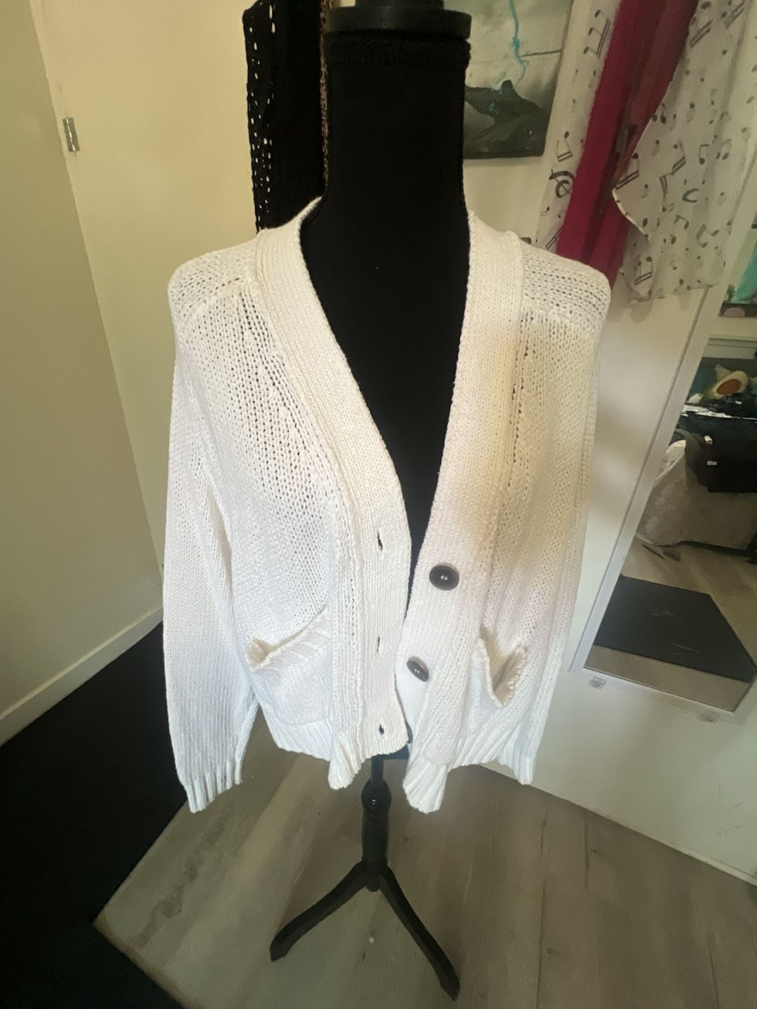 Brochu Walker The Cropped Cardigan in Salt White Cotton Linen Blend 5