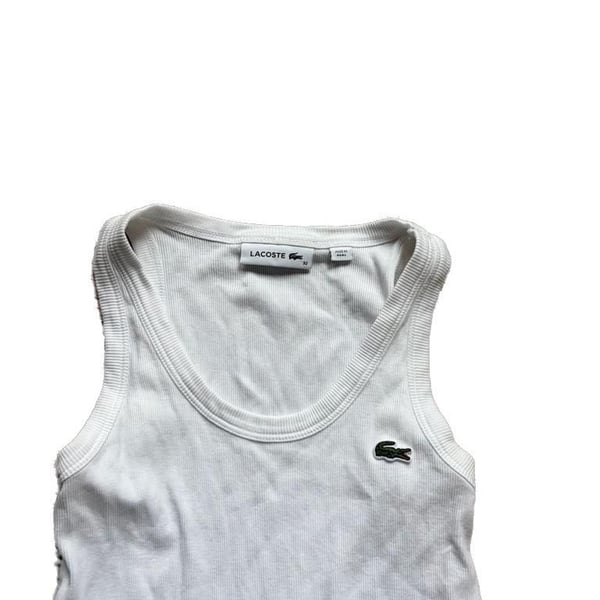 Lacoste Women's Ribbed Cotton Tank Top in White