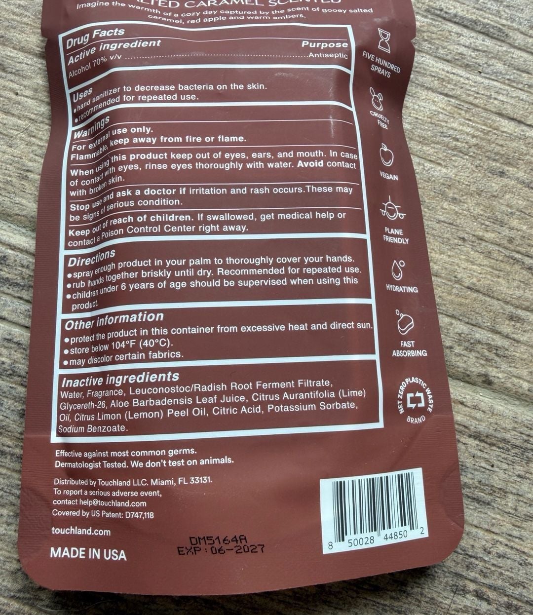 Touchland Power Mist Salted Caramel Hydrating Hand Sanitizer 3