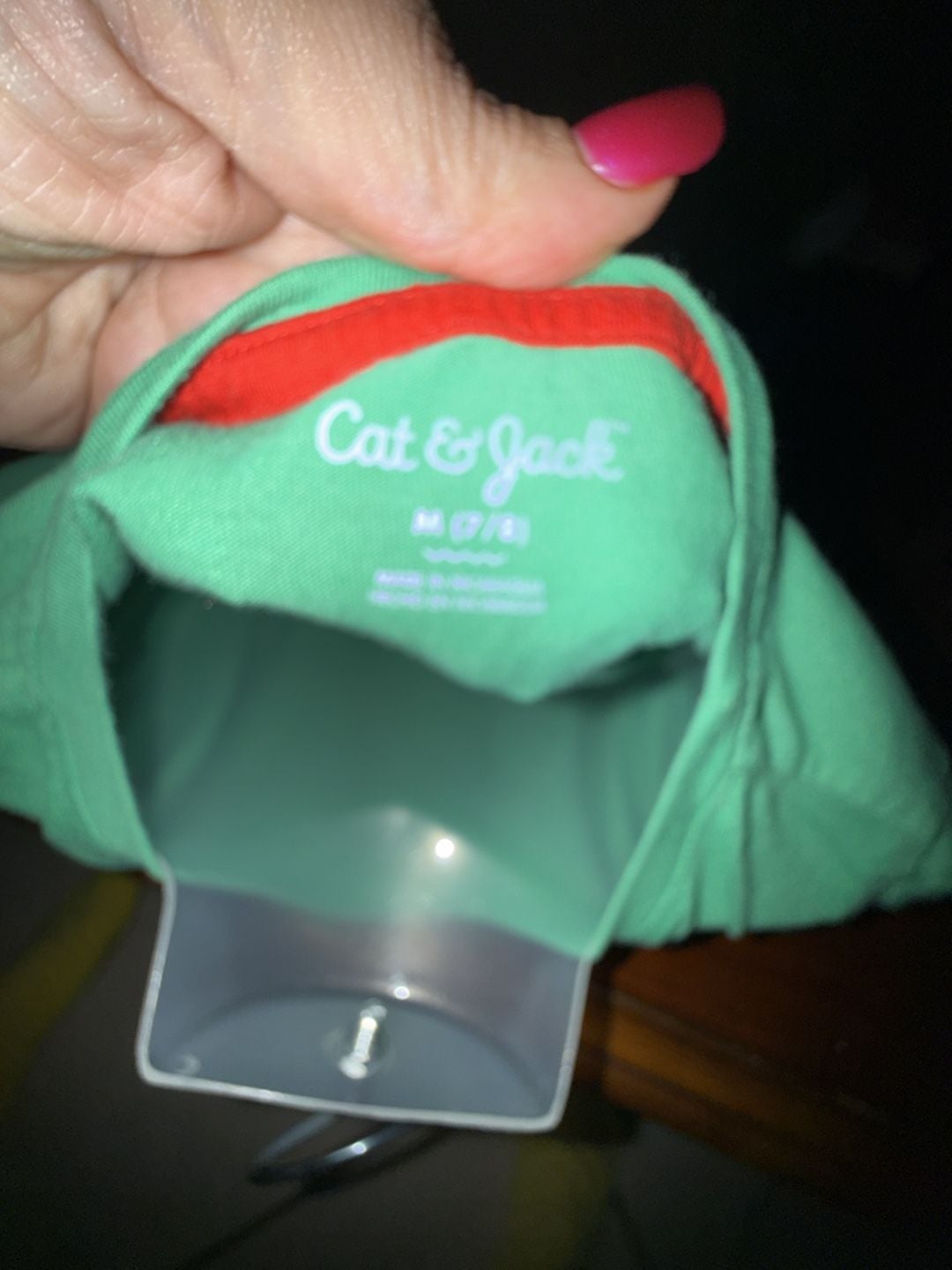 Cat & Jack green short sleeve shirt size 7/8 Christmas tree 3