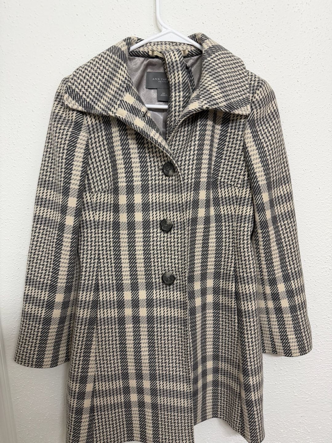 Ann Taylor Petites Plaid Wool Blend Single-Breasted Pea Coat 2