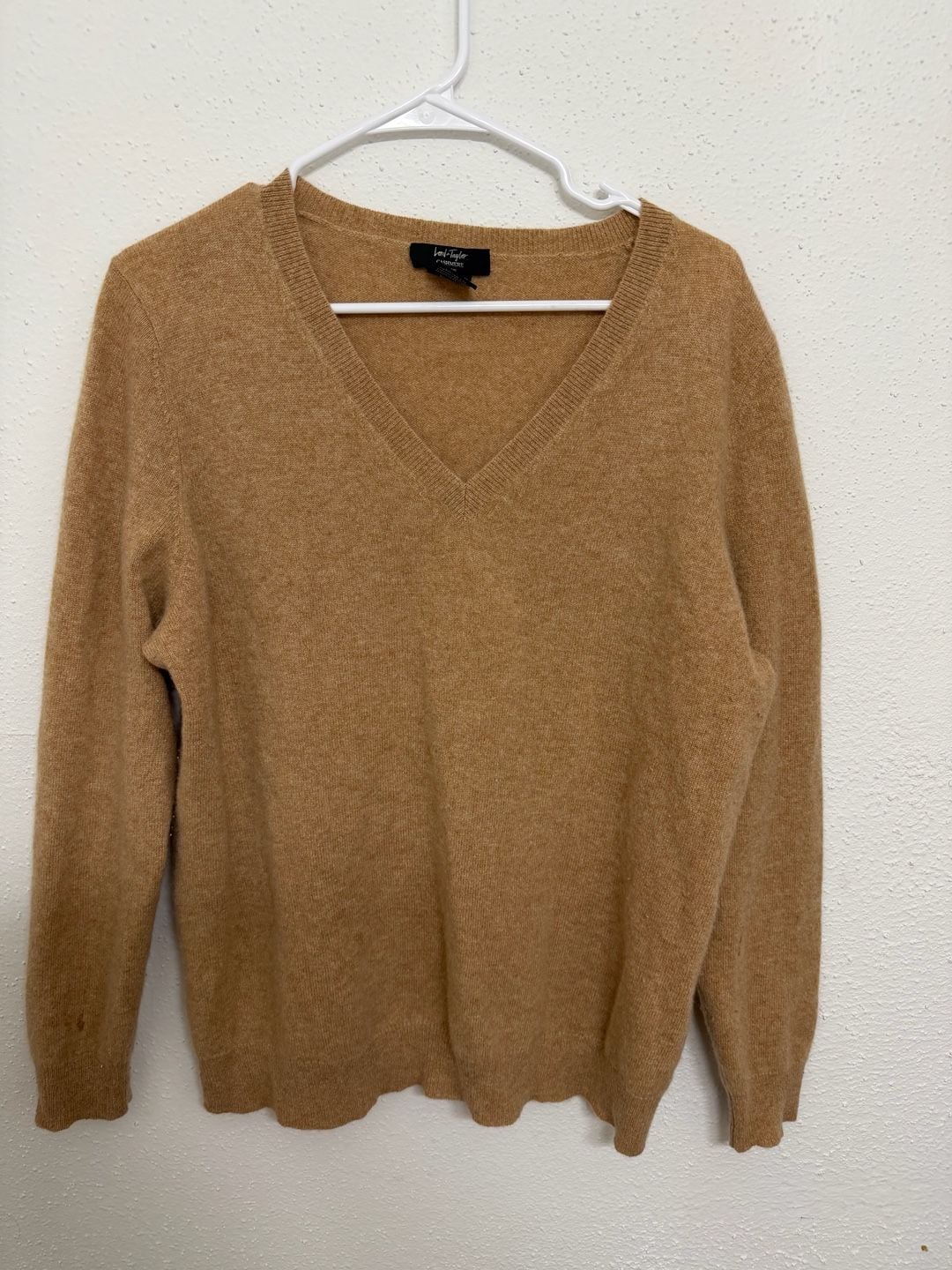 Lord & Taylor 100% Cashmere V-Neck Sweater in Camel 2
