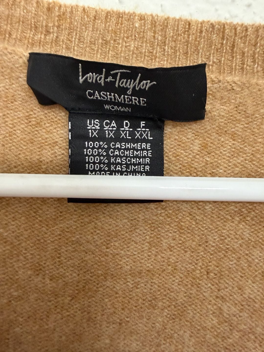 Lord & Taylor 100% Cashmere V-Neck Sweater in Camel 7