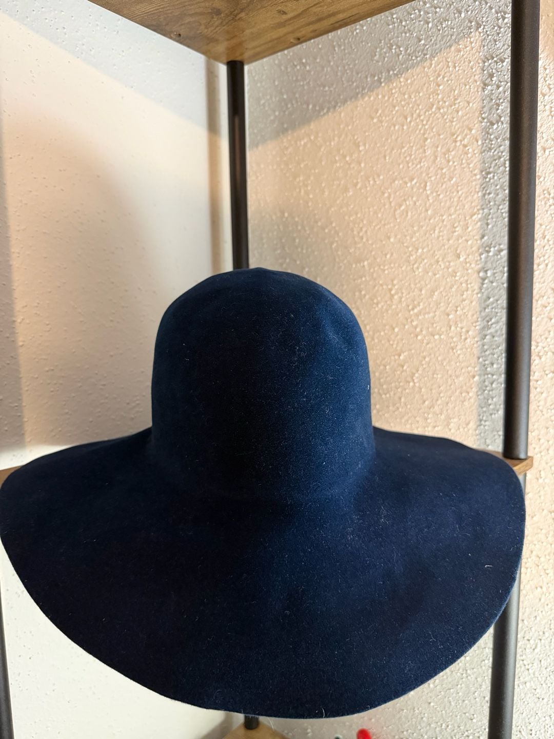 Borsalino Antica Casa Navy Blue Fur Felt Velour Capeline Floppy Hat 2