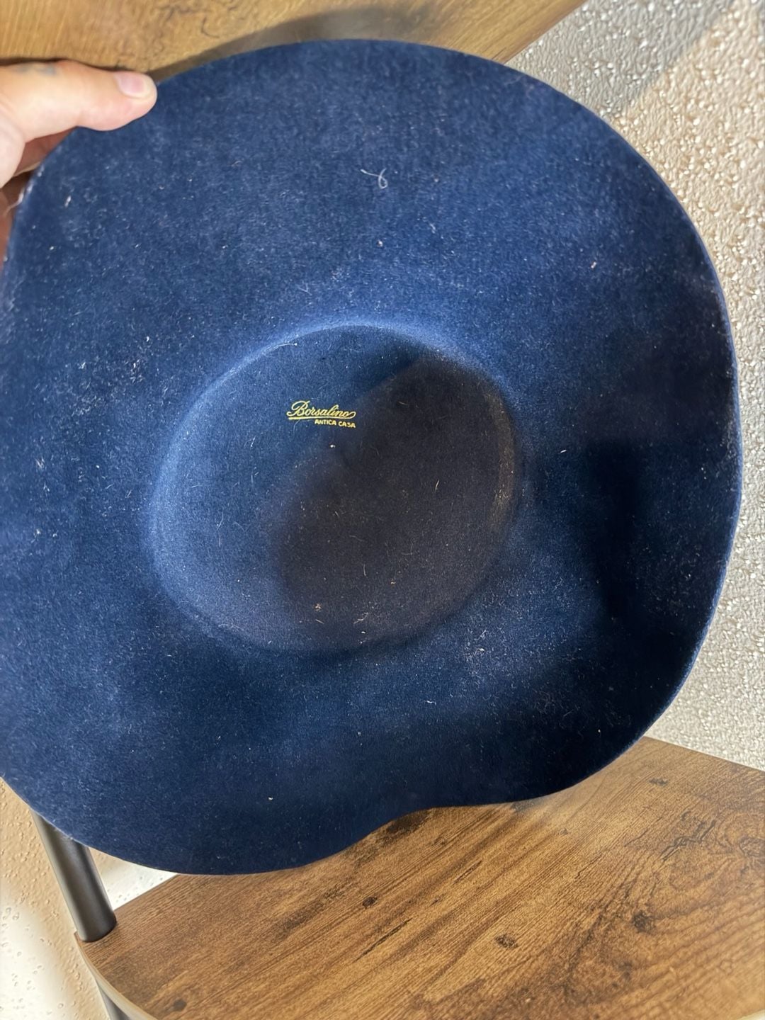 Borsalino Antica Casa Navy Blue Fur Felt Velour Capeline Floppy Hat 4