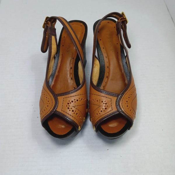 BCBGirls Leather Studded Slingback Wedge Sandals