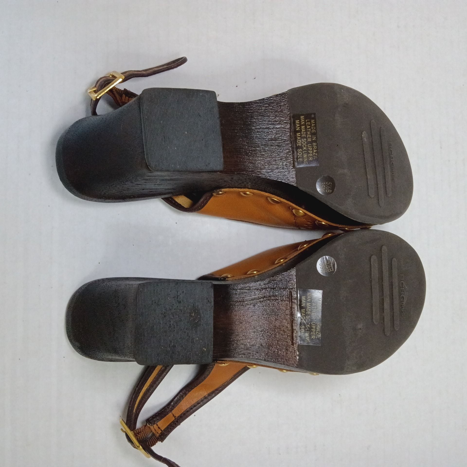 BCBGirls Leather Studded Slingback Wedge Sandals 9