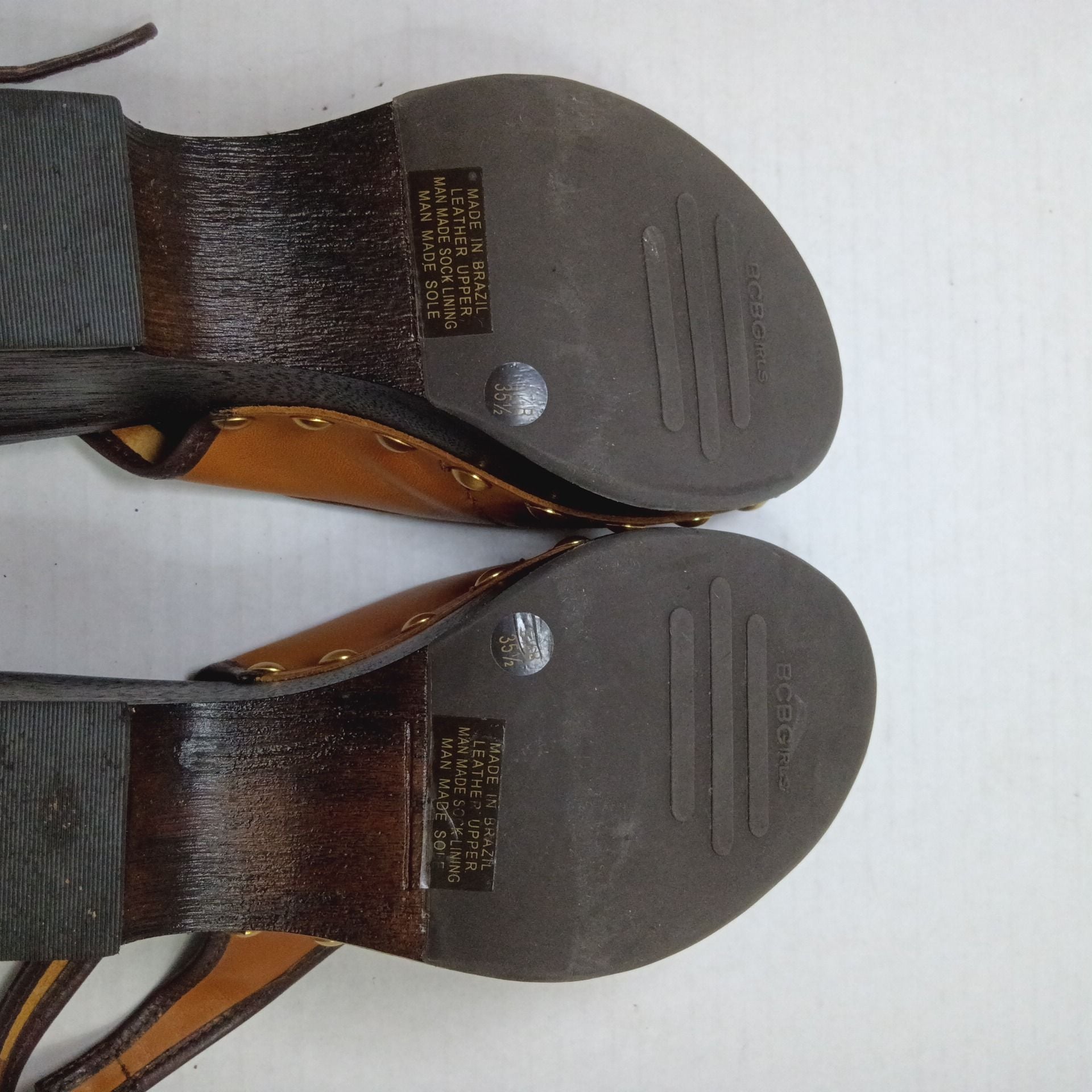 BCBGirls Leather Studded Slingback Wedge Sandals 10