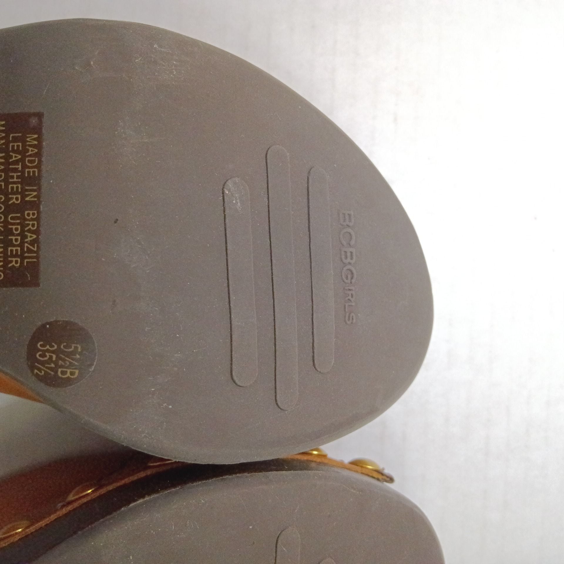 BCBGirls Leather Studded Slingback Wedge Sandals 11