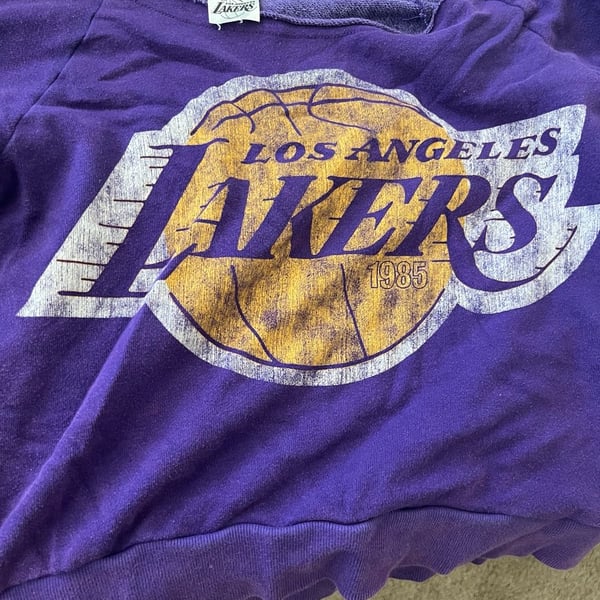 Hardwood Classics Los Angeles Lakers Off-The-Shoulder Pullover Sweatshirt- S