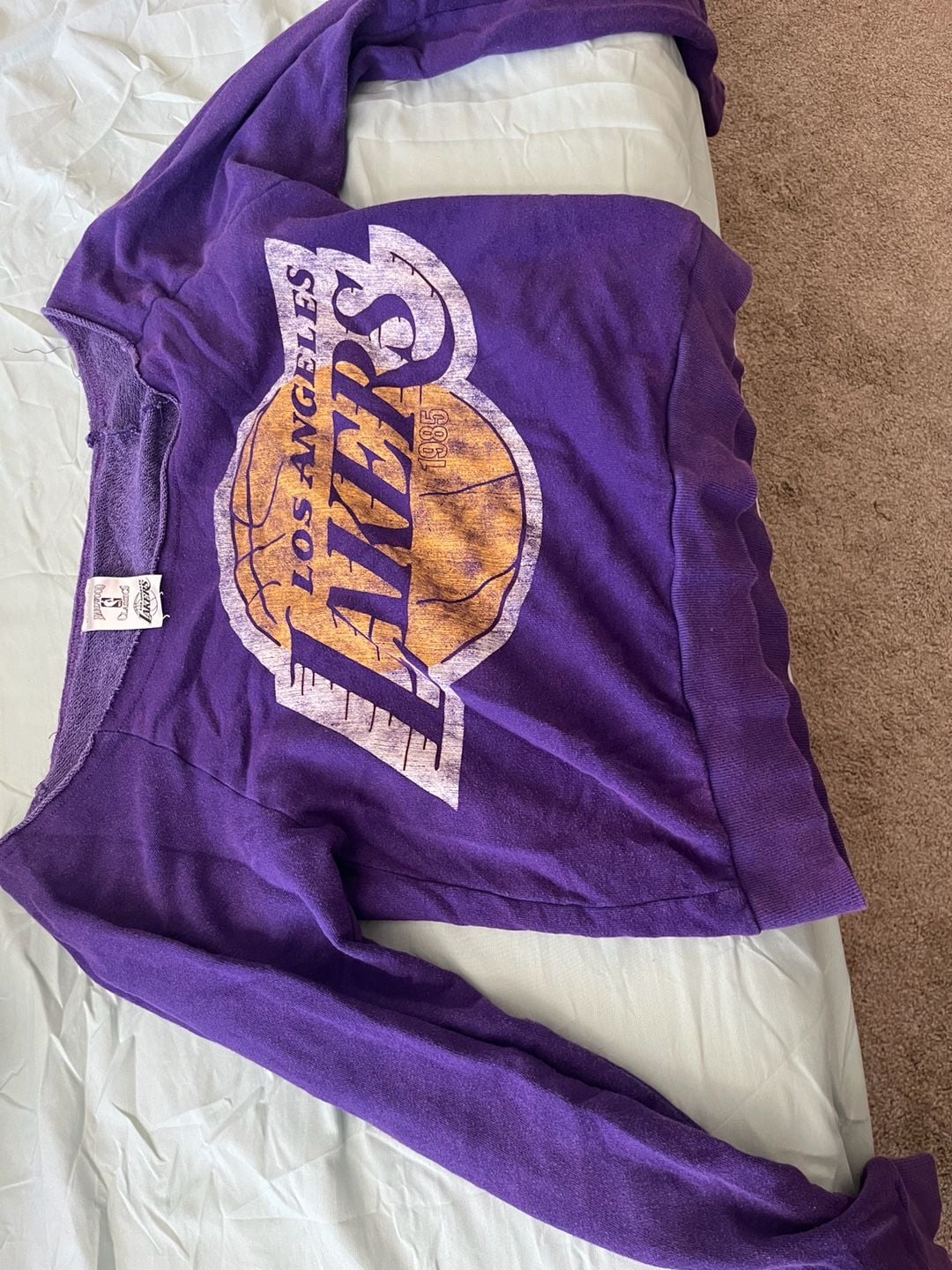 Hardwood Classics Los Angeles Lakers Off-The-Shoulder Pullover Sweatshirt- S 3