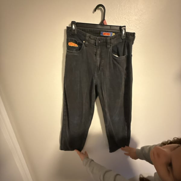 Empyre Loose Fit Black Denim Skater Jeans with Bubble Logo