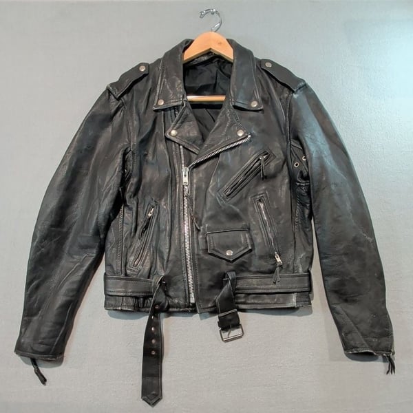 Vintage Harley-Davidson Leather Biker Jacket with Embroidered Eagle Back Patch