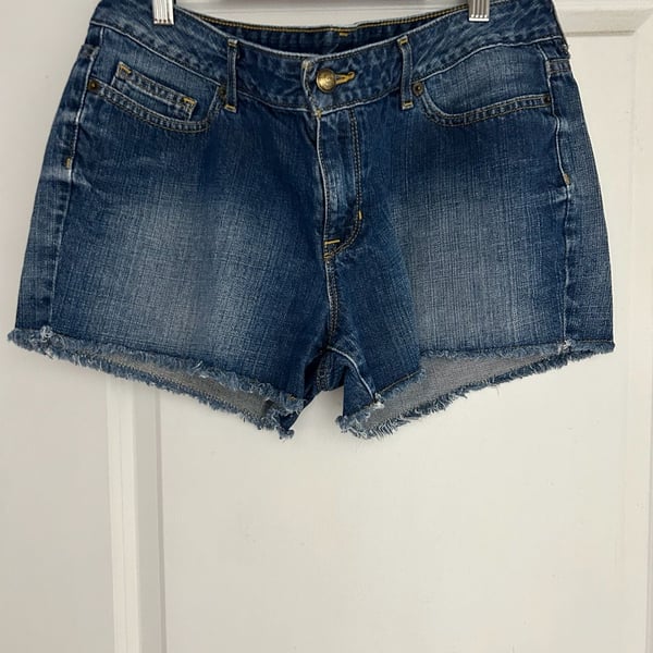 Michael Kors Denim Shorts Womens 8 Blue Cut-Off Frayed Hem Medium Wash Cotton