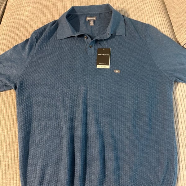 Van Heusen Regular Fit Men's Waffle Knit Short Sleeve Polo Sweater Shirt