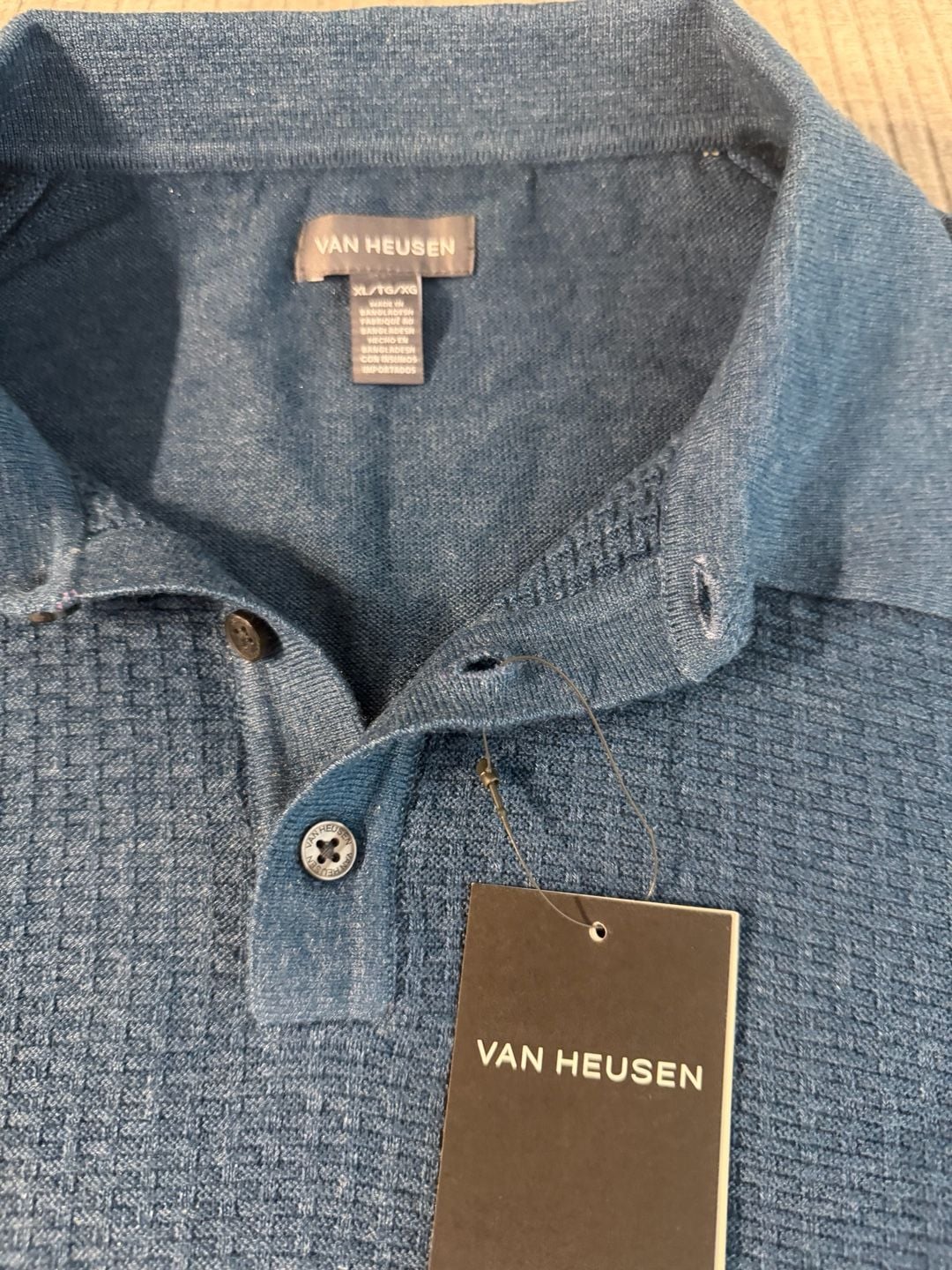 Van Heusen Regular Fit Men's Waffle Knit Short Sleeve Polo Sweater Shirt 5