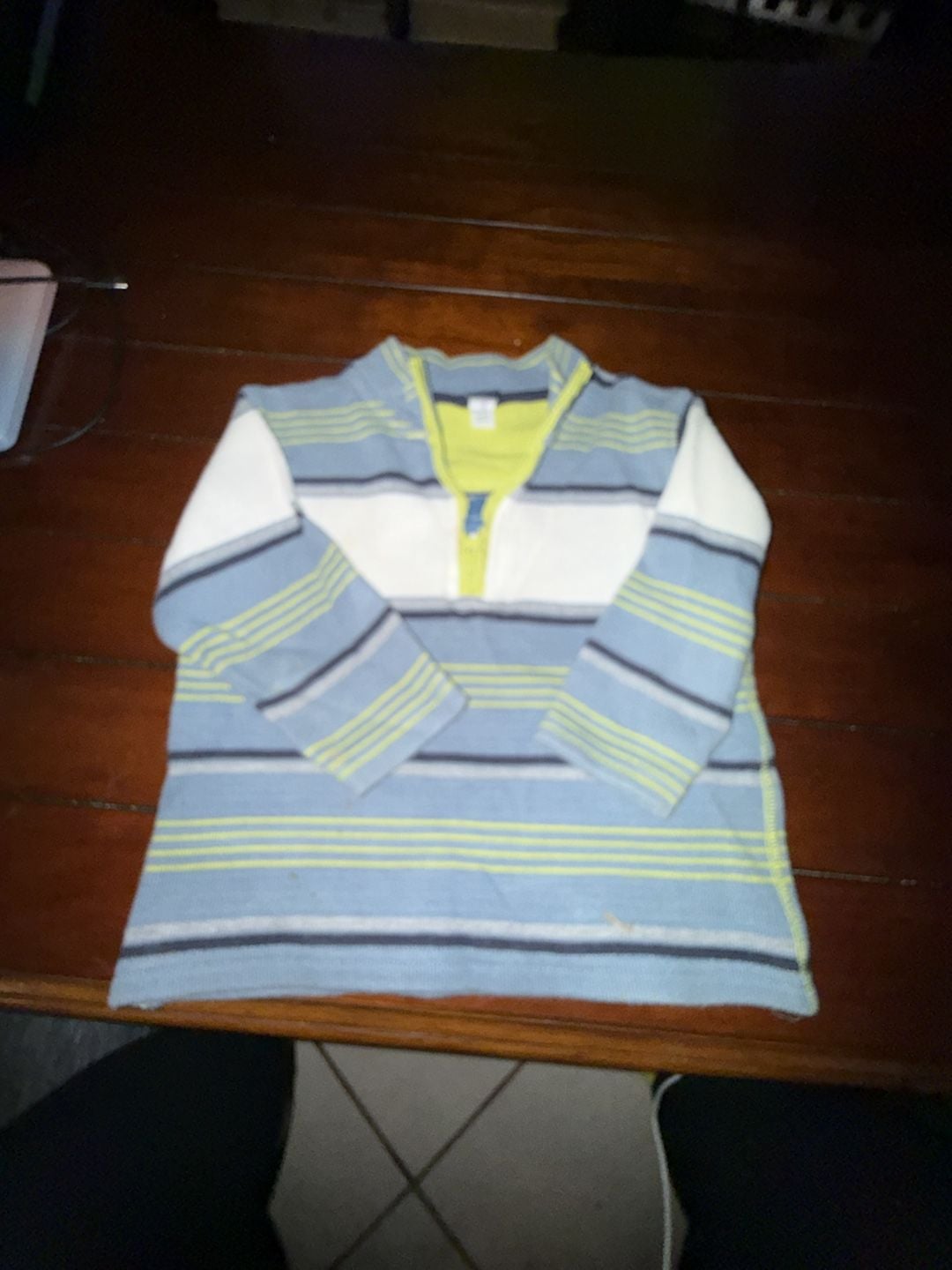 Shirt Fleece Striped Size 4T Boys Green Blue Black Long Sleeve Place 2