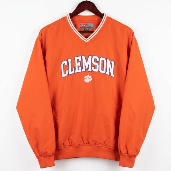 Vintage 90s Clemson Tigers Pro Player V-Neck Windbreaker Pullover