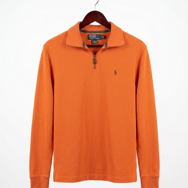 Polo Ralph Lauren Orange Pima Cotton 1/4 Zip Pullover Sweater